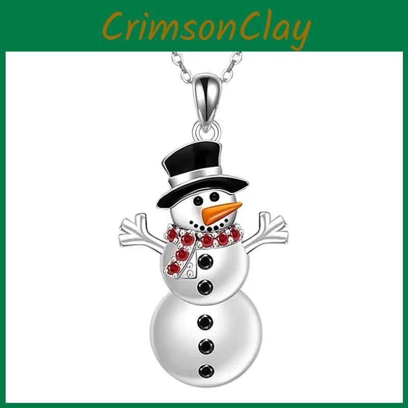 Cute Doll Shaped Christmas Necklace With Rhinestone Alloy Chain For Wear Holiday