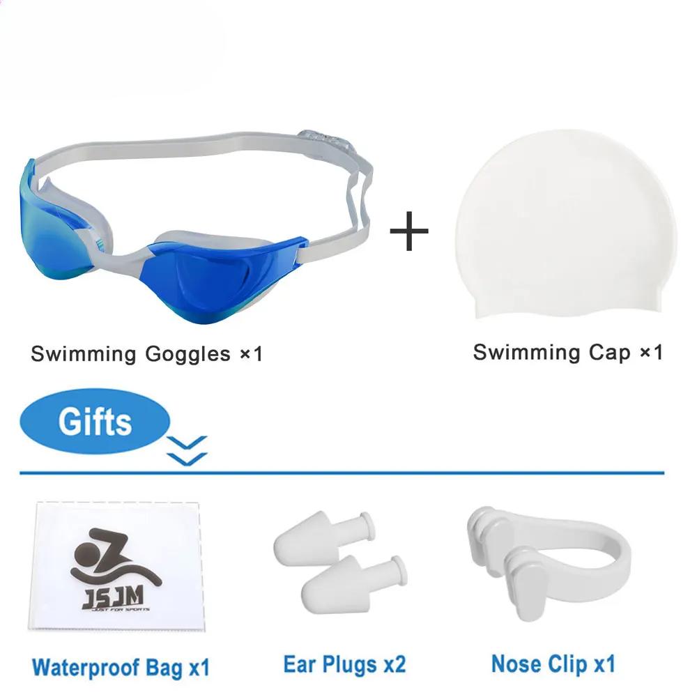 New Professional Swimming Goggles for Adults HD Anti-Fog Waterproof Silicone Swim Cap + Swim Glasses for Men & Women Gifts