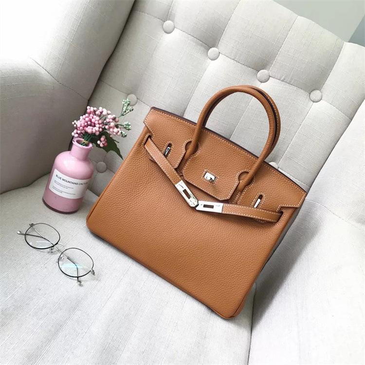Mode erste Schicht Rindsleder Togo Platin Tasche Damen Silberne Schnalle High-End Handtasche Vielseitige Schulter Umhängetasche