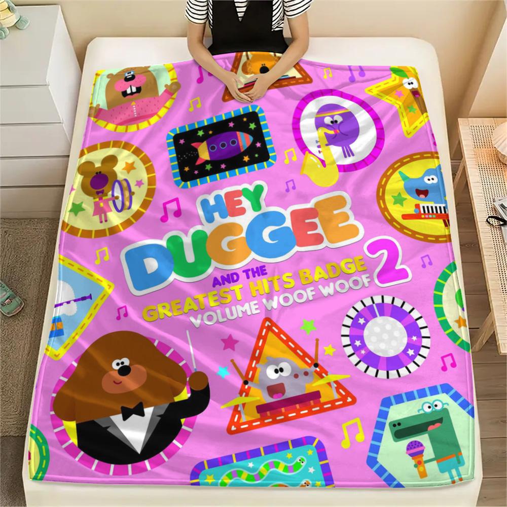 1PC Hey Duggee Patterned Flannel Blanket Suitable For All Seasons for Home Decor Warmth and Comfort Gifts Holiday Present
