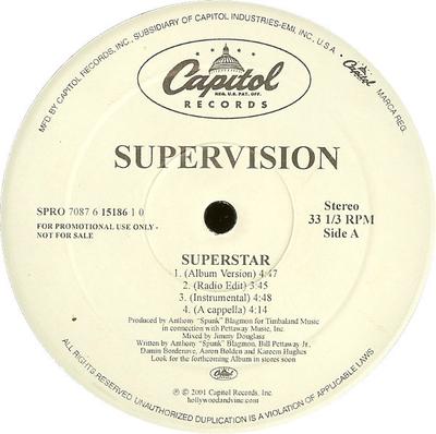 12inch Record SUPERVISION - Superstar SPRO70876151861 Capitol Records 2001 US Rap & Hip-Hop/R&B Used