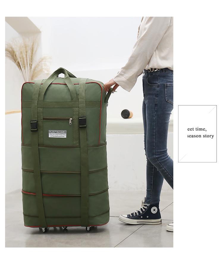 158L Aviation Large Capacity Rolling Travel Bag - Foldable Wheeled Luggage Storage, Oxford Cloth