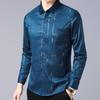 Chemise d'affaires à rayures pour homme, col rabattu, boutonnage simple