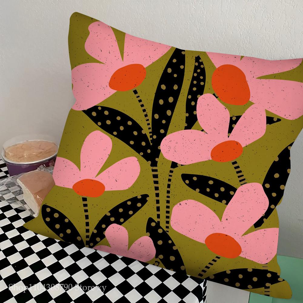 Flower Plants Pillow Case Square Pillow Bedroom Sofa Leisure Comfort Cushion Car Living Room Home Decoration