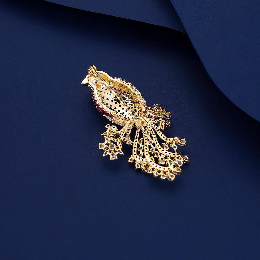 Classic Retro Design Bird Brooch Colorful Zircon Micro Inlaid Jacket Dress Accessories Holiday Gifts