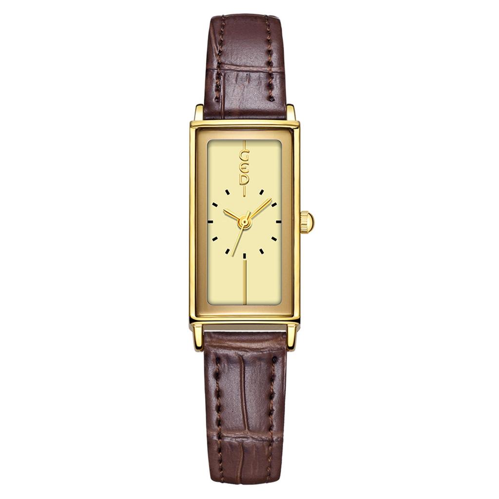 Gedi Women's Rectangle Quartz Watch - Black Crocodile Leather, Waterproof & Elegant for Daily Wear
