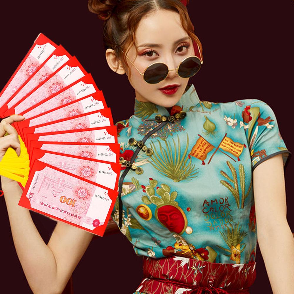 Red Envelope Fan Foldable Design Double Function Gift New Traditional Portable Holder Chinese Celebration Blessing Money Ye K3P9