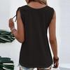 Women’s Sleeveless Eyelet Button Front Tank Top with Adjustable Shoulder Ties and Scoop Neck Casual Summer Blouse