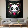 Cute Panda with Headphones and Heart Patterned Tapestry Decorative Wall Hanging, Home Bedroom Living Room Decor