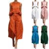 Moda Y Sexy Traje De Lino Con Cinturón Elástico Para Mujer Primavera y Verano Retro Conjunto Casual De Dos Piezas Moda Femenina Color