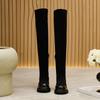Women's Over-the-Knee Boots Slip-on Fleece-lined High-top Elastic Boot Women Plus Size Non-Slip Riding Boots Female