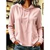 Women S Long Sleeve Hooded Sweatshirt Casual Solid Color With Pockets