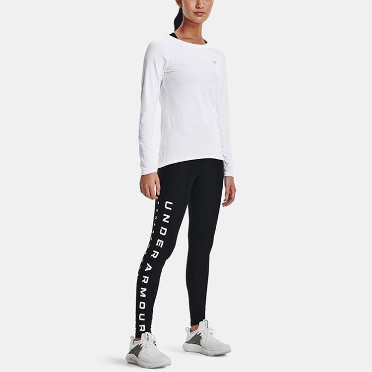 Under Armour High Waist Breathable Training Leggings With Side Letter Print Women Leggings Black 1369901-001