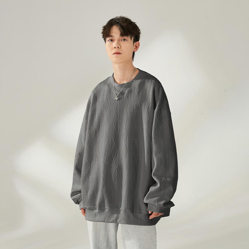 NASA Men's Trendy Long Sleeve Spring/Autumn Hoodie - Plus Size Heavyweight T-Shirt with Velvet, Solid Color, Loose Slit Design.