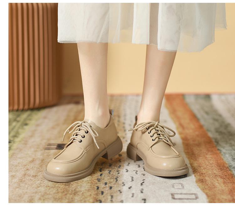 Women's Genuine Leather Lace-up Loafers - Spring/Summer 2024 Slip-on Flats with Soft Sole