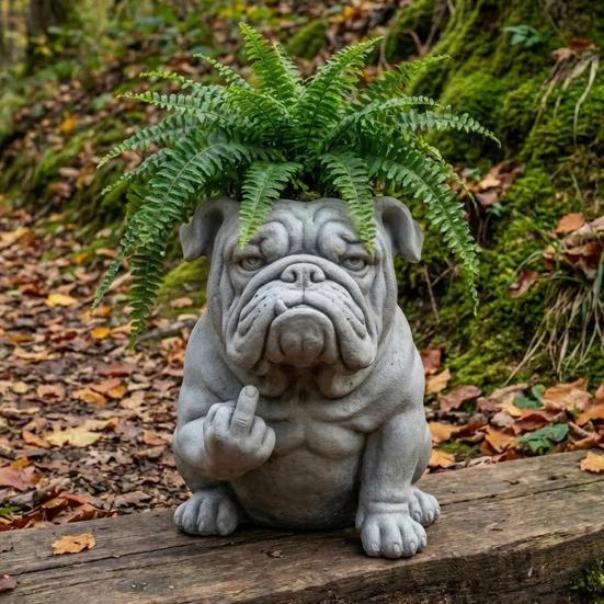 Bulldog Flowerpot Creative Decorative Planter with Unique Attitude Design Eye-Catching Garden Decor Indoor Outdoor Plant Pot Novelty Flower Planters