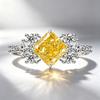 925 Sterling Silver Fashion Luxury Ice Flower Cut Square Crystal Zircon Ring Birthday Party Anniversary Gift