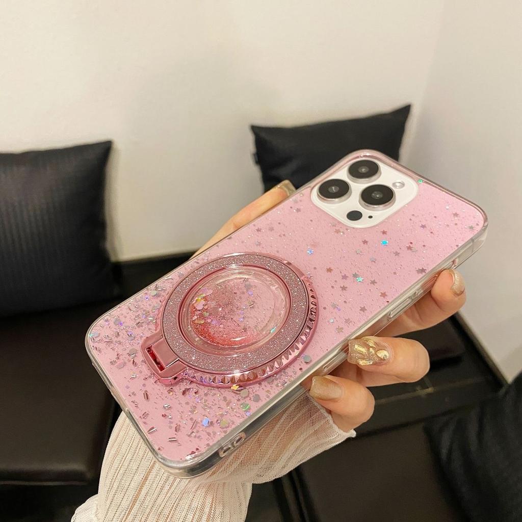 iphone17promax mirror mobile phone case Epoxy glitter Apple 17PRO star glitter quicksand bracket