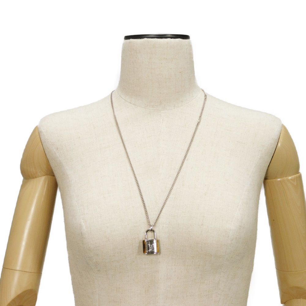 Used LV Stone Tiger Eye Pendant (M62668, 7984) with Collier LV Signature Logo Padlock. Stone Brown Men's from Japan