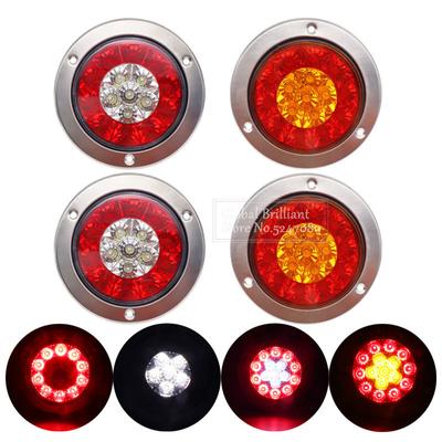 1/2 pièces 16 LED Feux Arrière Ronds de Voiture 12V-24V Feu Stop Arrière Feu de Position Feu de Recul Pour Camion Remorque Camping-car Caravane Clignotant