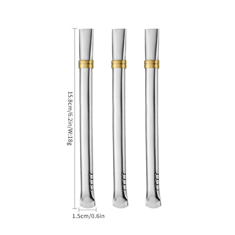 3pcs Yerba Mate Bombilla Gourd Drinking Filter Straws Stainless Steel Flat Head Straw Filter Reusable Kitchen Straws Accessories
