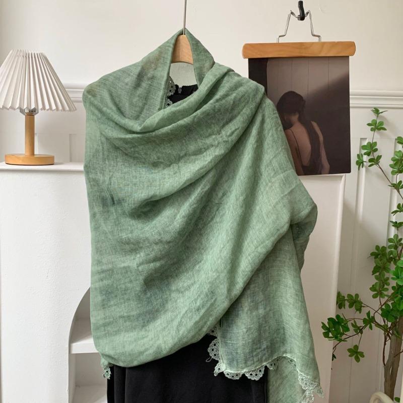 Scarf Autumn and Winter New High-end Solid Color Splicing Lace Neck Protector Scarf Scarf Scarf Shawl