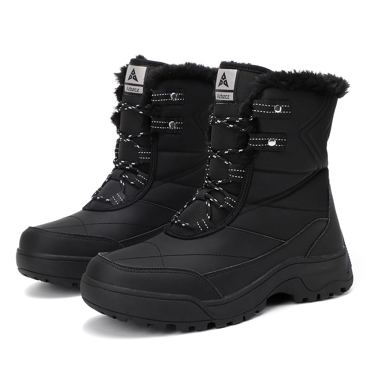 

Горные ботинки Зимние бархатные ботинки для снега Спортивные ботинки для активного отдыха с высоким голенищем из хлопка Водонепроницаемые ботинки среднего размера Женские ботинки большого размера 42 чёрный