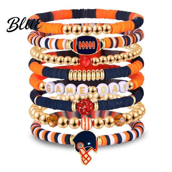 Football Party Accessory Game Day Bracelets Stackable Sports Charm Elasticated