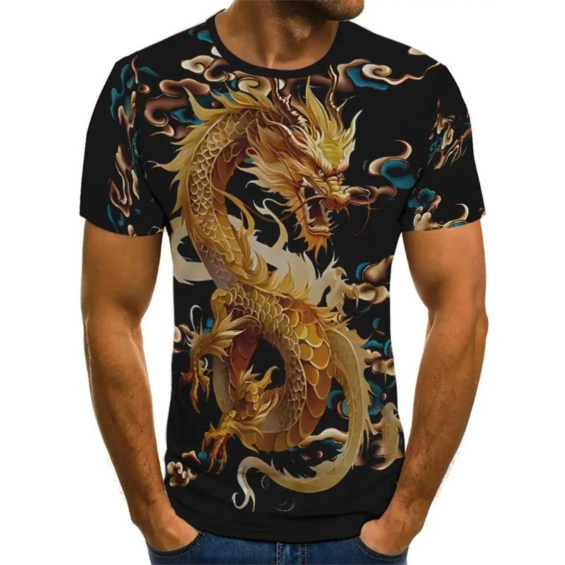 T-shirt Estiva da Uomo Girocollo Stampata in 3D Moda Versatile Traspirante Tendenza Casual