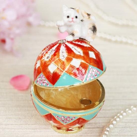 Pierce Ball and Cat Jewelry Box Sparkling Cat Figurine Kitten Cat Accessories EX543-1