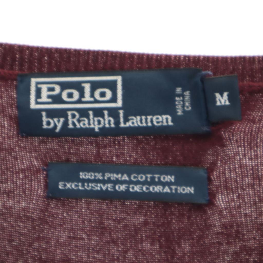 Polo by Ralph Lauren Langarm V-Ausschnitt Strick M Bordeaux Pullover Herren Gebraucht