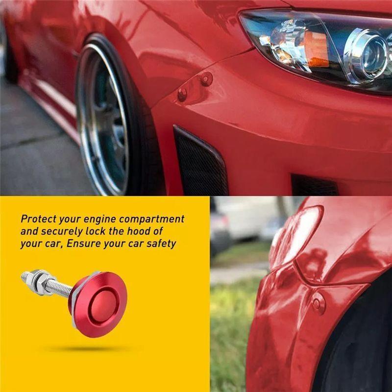8 X Red Push Button Quick Release Hood Bonnet P Lock Clip Car Bumper Latch Kit Hood Bonnet P Lock Clip 30Mm Red