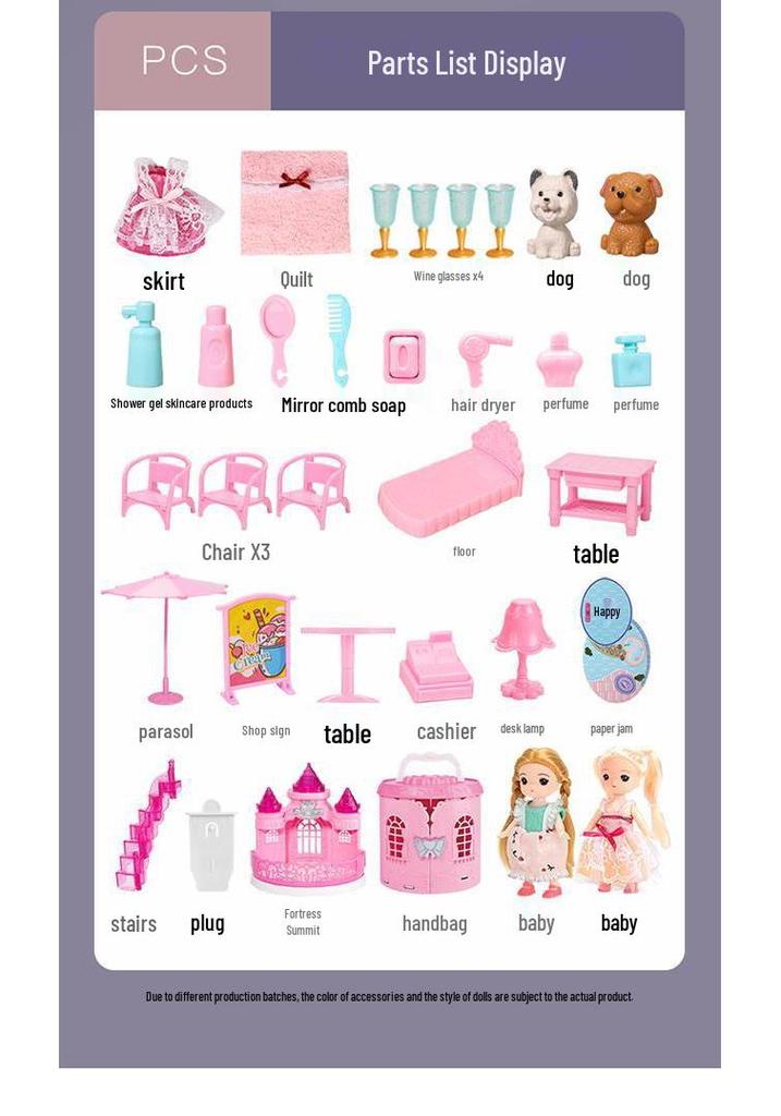 Realistic Princess Castle Doll Handbag - Children's Role-Playing Toy Gift