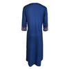 Plus Size Lady Dress V Neck Three Quarter Sleeves Bohemian Sexy A Line Loose Hem Pockets Retro Ethnic Style Print