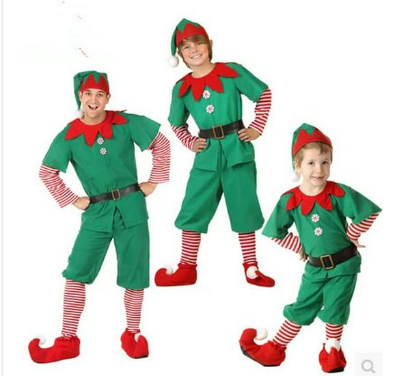 Costumes d'Elfe de Noël Familiaux pour Enfants et Adultes - Cosplay Unisexe pour les Fêtes et Halloween