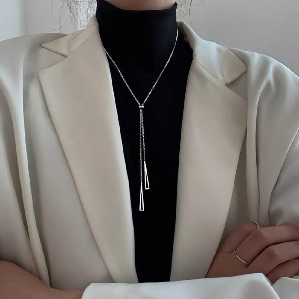 Elegant Geometric Sweater Chain Exquisite Tassels Necklace Unique Long Necklace  Birthday Gift