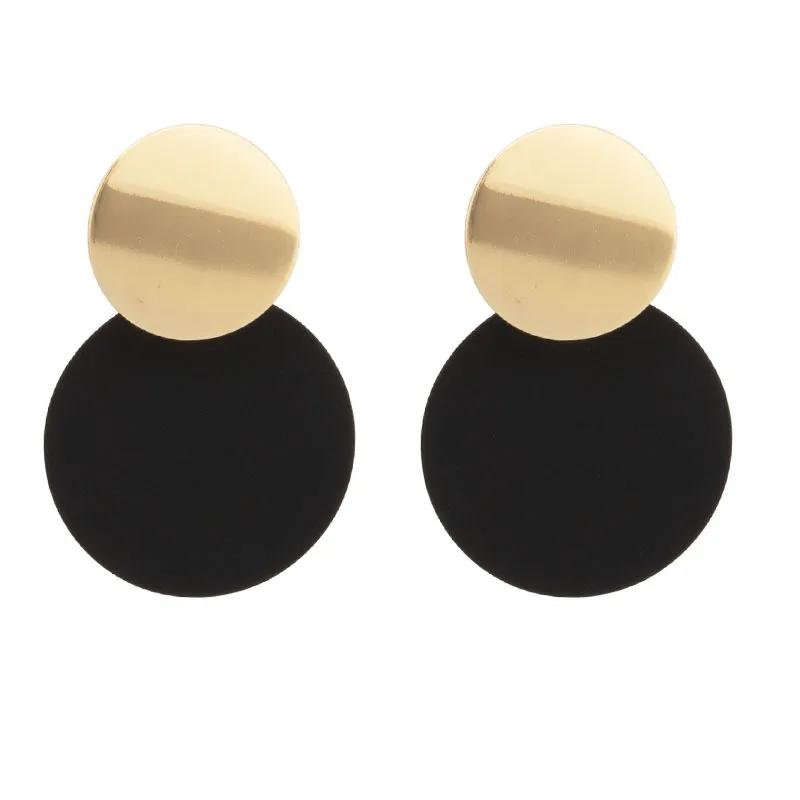 2026 New Arrival Fashion Geometric Round Personality Wafer Splice Earrings for Women Charm Design Korean Jewelry Accessories