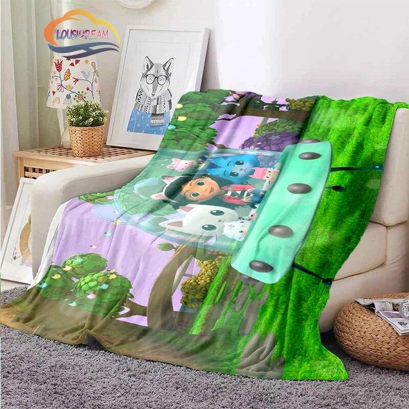 Cartoon Gabby's Dollhouse Cute Cashmere Blanket Children and Girls Warm Portable Plush Cozy Throw Blanket Bed Sofa Blanket
