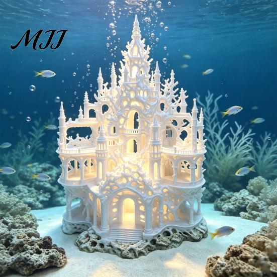 Fish Tank Hideout Cave Gothic Castle Aquarium Hideout, 3D Printed Betta Hide Cave, Small Shrimp Shelter Ornament, Decorative Coral for Resting