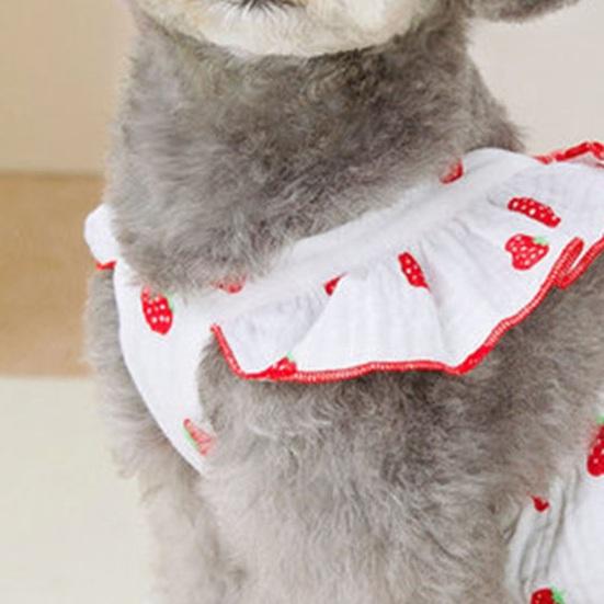 Sommerkleid für Hunde, süßes Erdbeermuster, Schleifendekor, Prinzessinnen-Kleidung, Haustierrock mit Traktionsring, atmungsaktive Welpenkleidung für kleine Hunde und Katzen
