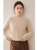 Women's Cashmere Raglan Sleeve Half-High Neck Sweater - Thickened Garter Stitch Knitwear, Versatile and Casual