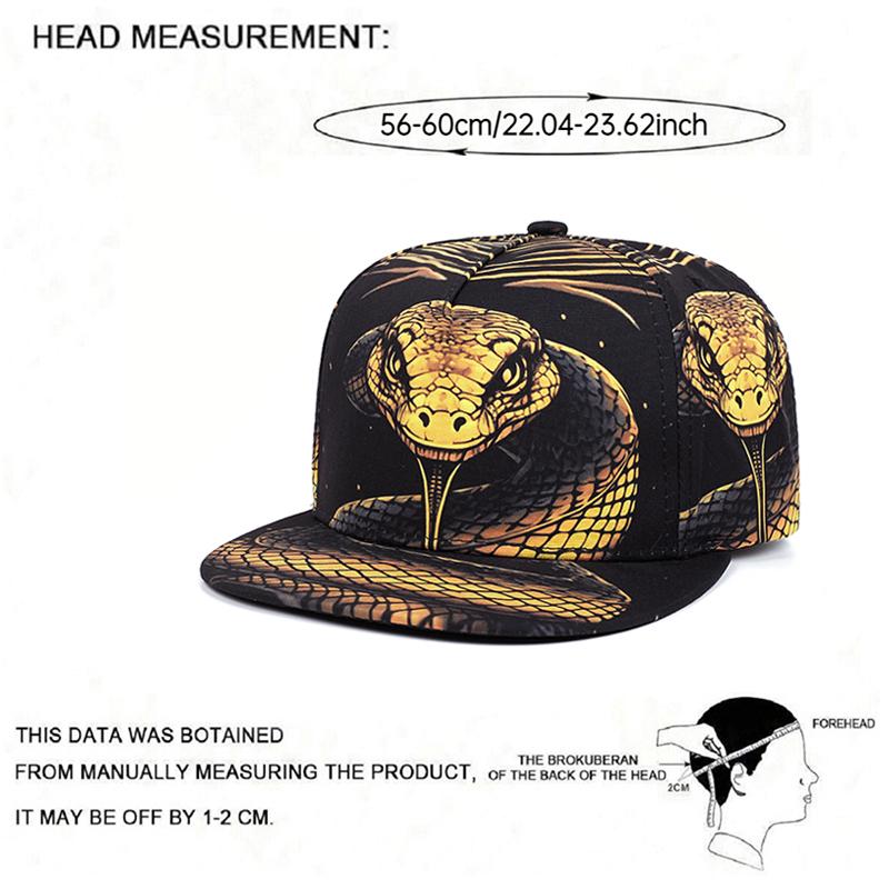 New Flat Brimmed Hat Printed Animal Street Hip Hop Hat Skateboarding Hat Leisure Sunshade Baseball Hat Unisex