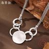 New Brushed Irregular Round Leather Rope Magnetic Attraction Necklace, Women's Exaggerated Geometric Brushed Round Neck Chain