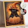 Halloween Pearl Painting Art Kit Black Cat with Pumpkin Handmade Diy Home Decorations