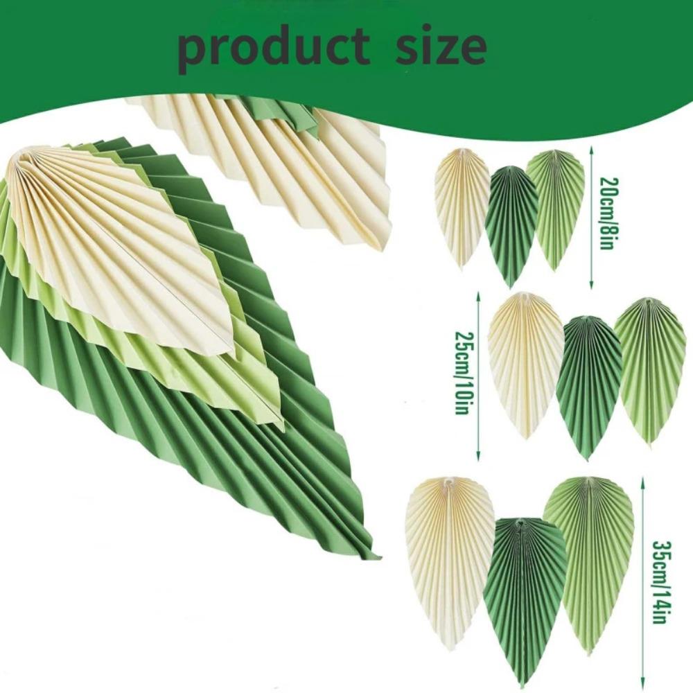 Green Leaf Fan Background Decoration Hanging Festival Paper Leaves Decoration Handmade DIY Birthday Hanging Decor