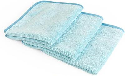 The Rag Company Premium FTW 3 Pieces Premium FTW Car Wash Glass Towel 40×40cm (Light Blue)