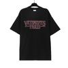 T-shirt in cotone puro a doppia filatura, lavata e invecchiata, con stampa di lettere Vetements, versione alta transfrontaliera, per uomo e donna