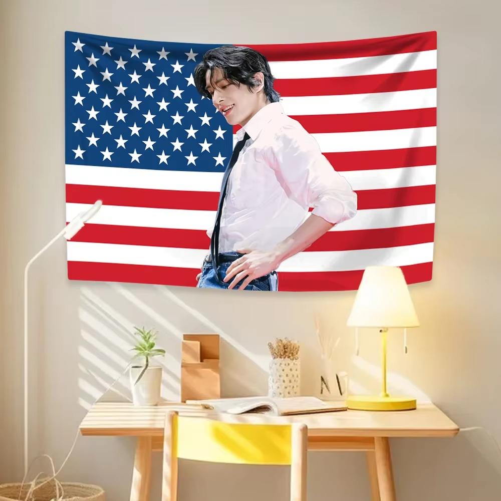 Star Tapestry Flat Printed Jack American Flag Wall Hanging for Bedroom Dorm Backdrop Concert Party Fan Gift Decor