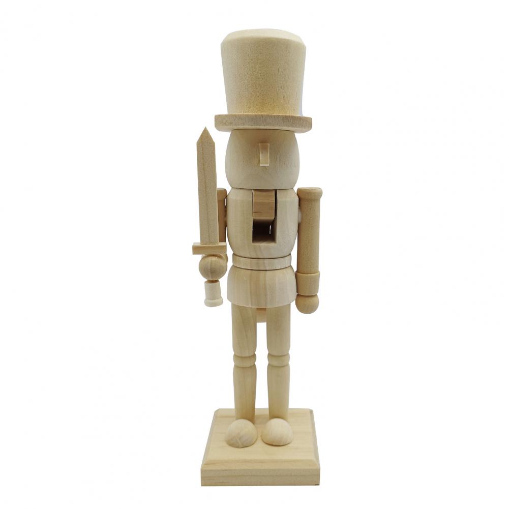 Unpainted Nutcracker Soldier Wooden Soldier Ornament DIY Painting Nutcracker Soldier Figurine for Christmas Decor Holiday Gift