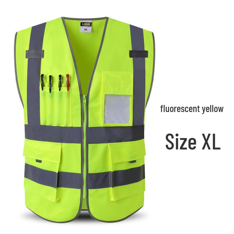 LIKAI Reflective Safety Vest - High-Visibility Construction Traffic Gear, Customizable Fluorescent Workwear.